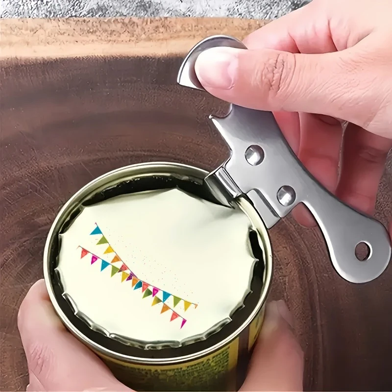 1 Piece Of 2-In-1 Multifunctional Can Opener, Stainless Steel Manual Can Opener With Ergonomic Anti Slip Handle, Kitchen Tool