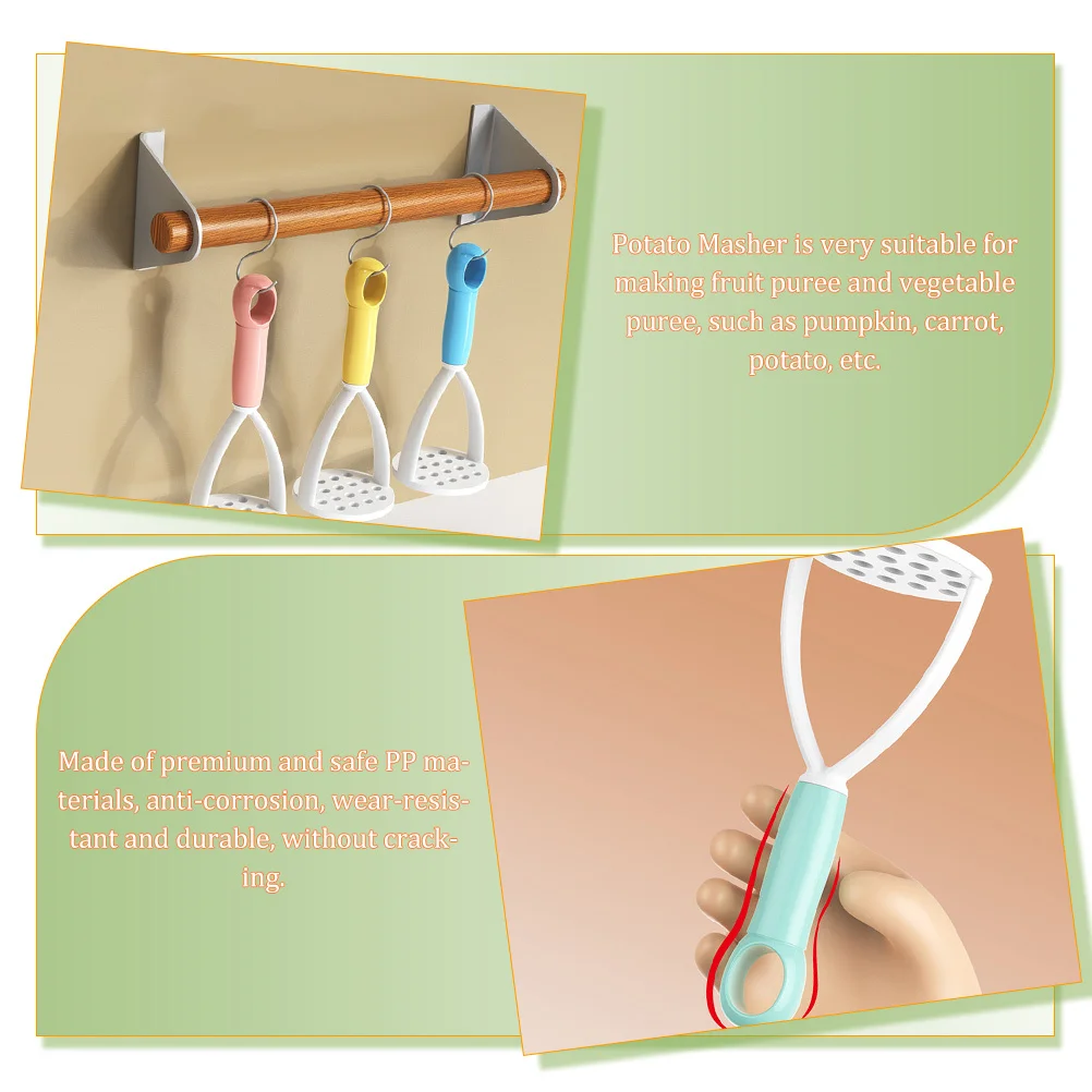 

5Pcs Manual Potato Masher Safe PP Wearresistant Easy Clean Kitchen Utensil for Pumpkin Carrot Potato Puree Gift Friends Cooking