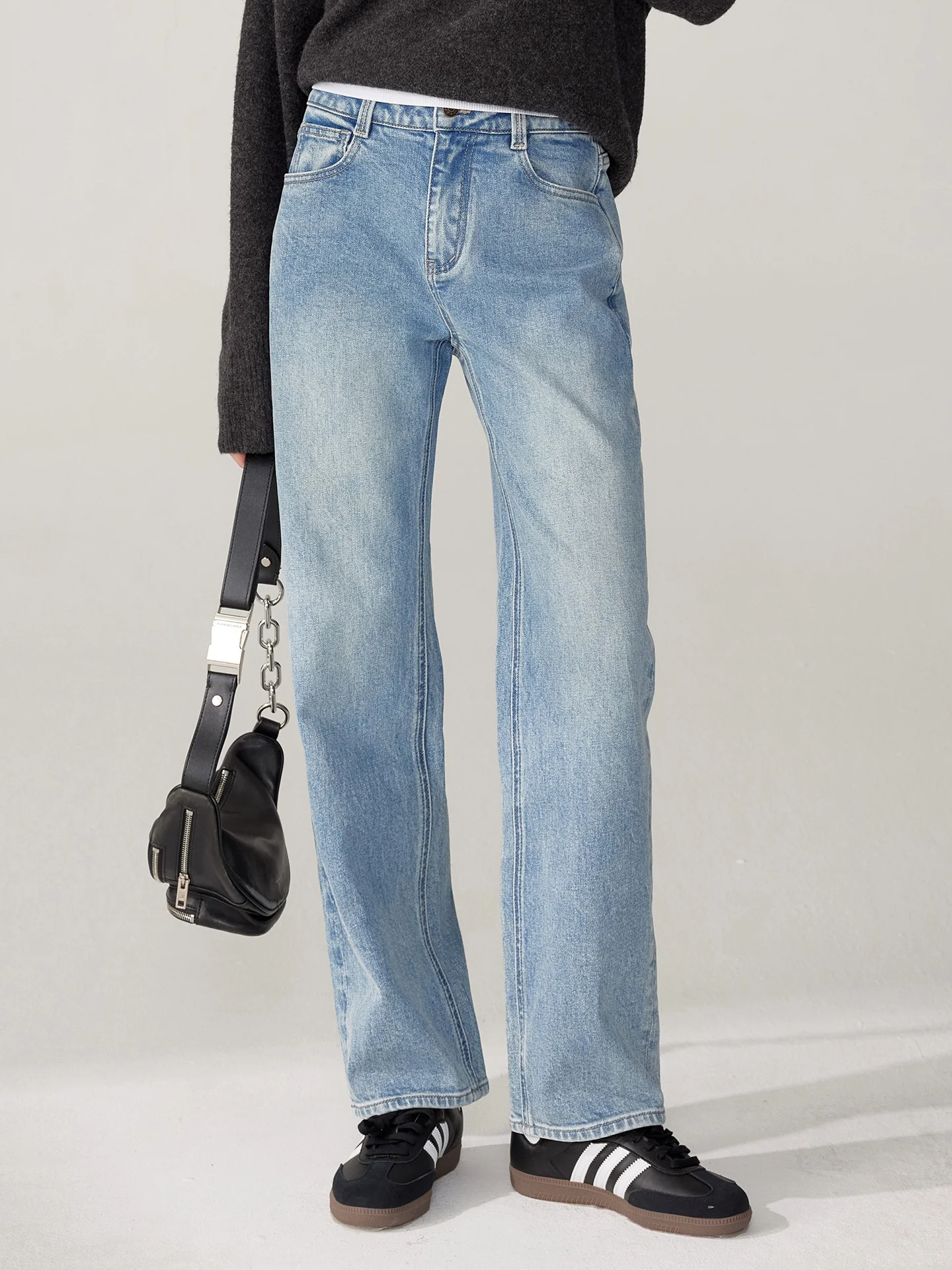 

Lipez Straight Leg Jeans Women's 90S mid Waist Slim Fit Pear Shape Long Pants Light Blue Lightning Pants Casual Cotton Zipper