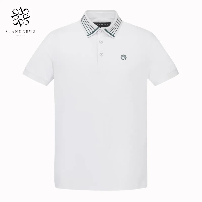 ST ANDREWS 2024 New Men's Golf Clothing Casual Breathable Versatile Lapel Short-sleeved Polo Shirt