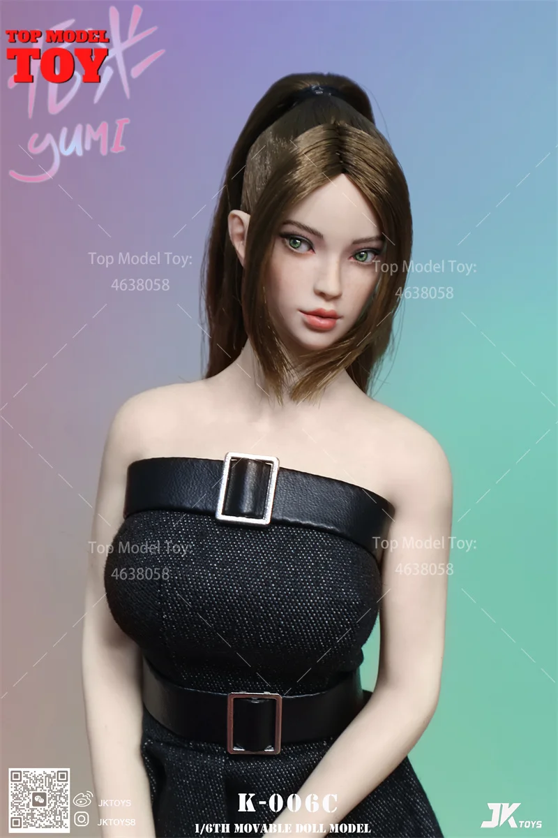 JKTOYS K-006 1/6 Skala Ruchome Oczy Piękna Yumi Głowa Model Rzeźbiony Pasuje do 12-calowych Figur Żołnierzyek Akcji i Lalek