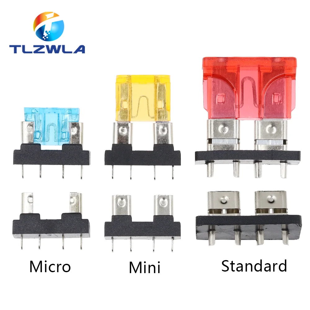 10PCS Uchwyt bezpiecznika samochodowego Płytka PCB Standard Mini Micro Small Blade Auto Automotive Boat 32V For PCB Board Safety Clip Insertion Typ