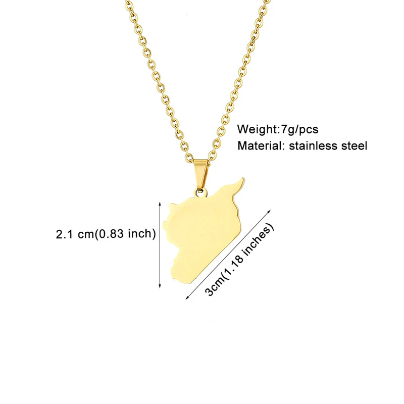 Unisex Syria Country Map Flag Pendant Necklace Gold Silver Color Chain Choker Syria Outline Necklace Christmas Party Jewelry