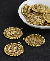 St. Benedict Medal Charms Metal Round Saint Benedict Cross Pendant Medallion for DIY Making Accessories