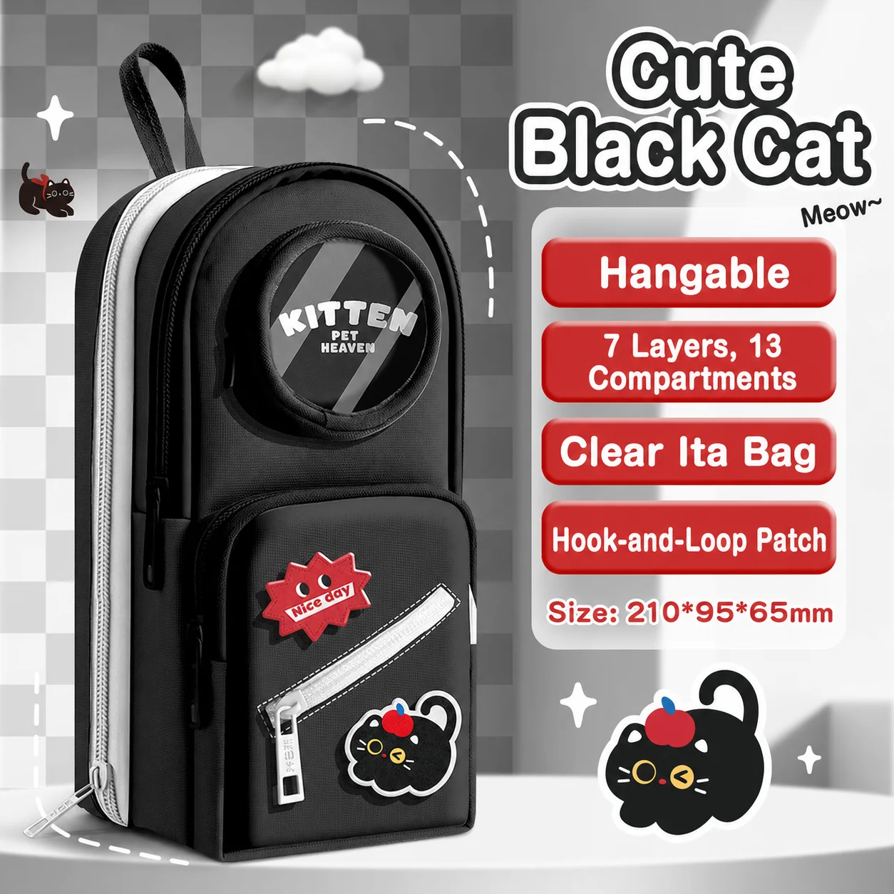 Large Capacity Multi-Layer Backpack Shape Ita Pencil Case Cute Transparent Stationery Organizer For School Students Gifts