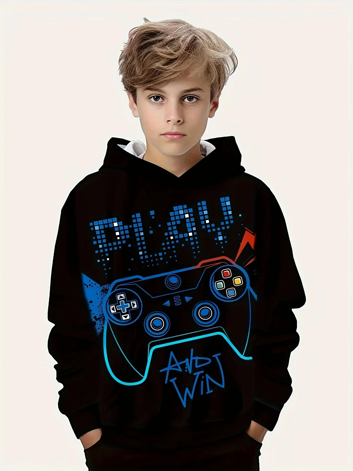 Trendy Gamepad 3d Print Cute&cozy Hoodie For Kids Boys Keep Him Warm And Stylish Children Hooded Pullover Spring Autumn Clothing