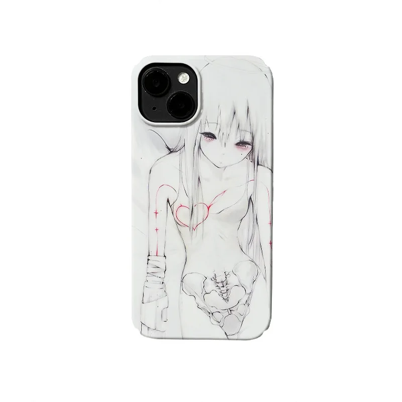 Anime Morbid Girl Phone Cases For Iphone 15 14 13 Pro Max Rear Cases Hard Shell Phone Covers Artistic Personality Fashion Fundas