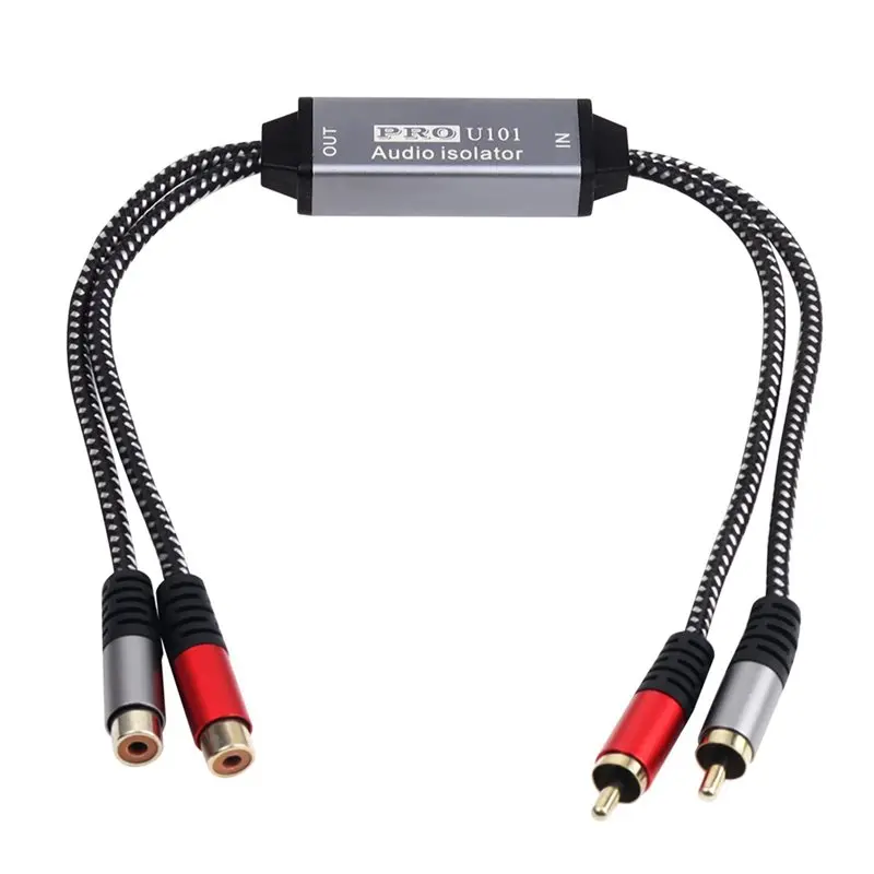 ABZZ-Audio Signal Noise Reducer 2-Way RCA Audio Isolator Noise Filter RCA Audio Current Noise Eliminator