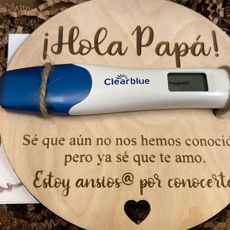 1pcs Spanish Pregnancy Announcement wood sign to Papa Spanish Pregnancy Announcement To Husband new dad gift