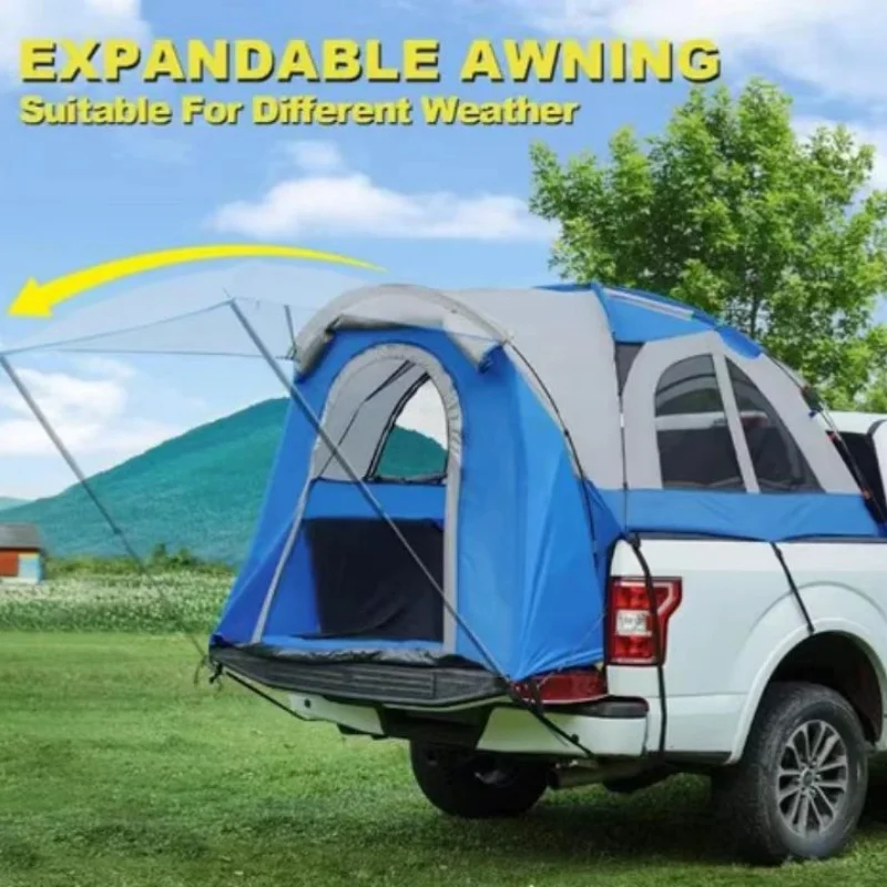 Portable waterproof pick up car tent camper pickup truck bed tent with awing for regular checkout pickup truck of 6.4-6.7 feet