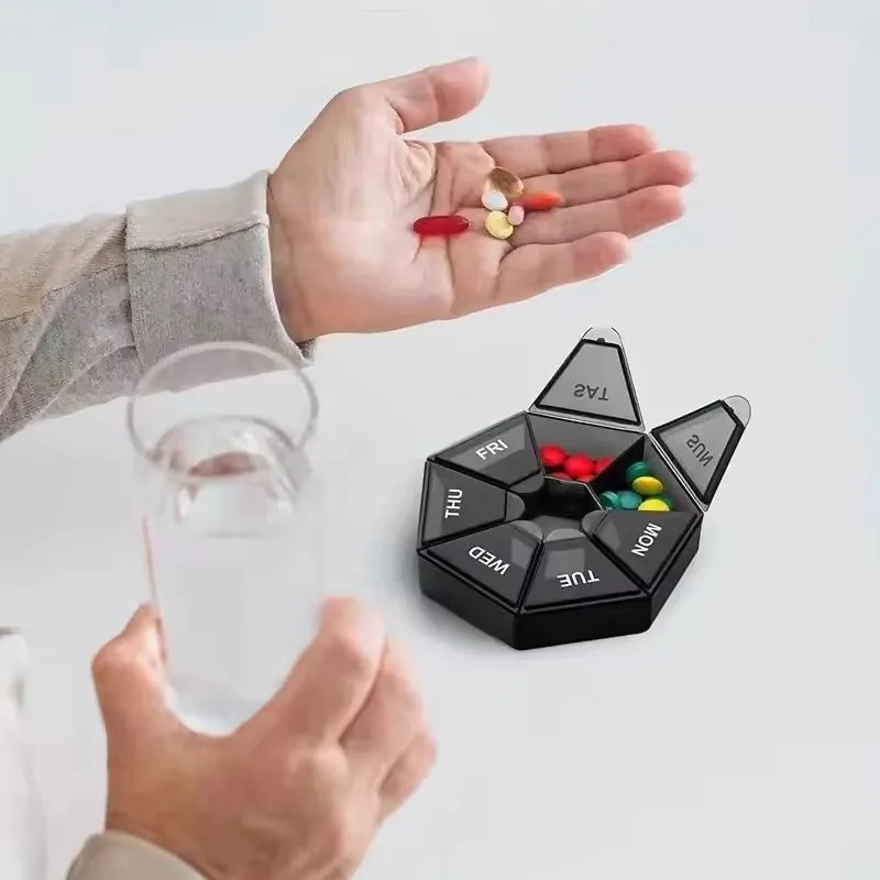 New Portable Travel Weekly Mini 7 Grids Pill Case Box Organizer Tablet Holder Storage Container for Vitamin Medicine Fish Oils