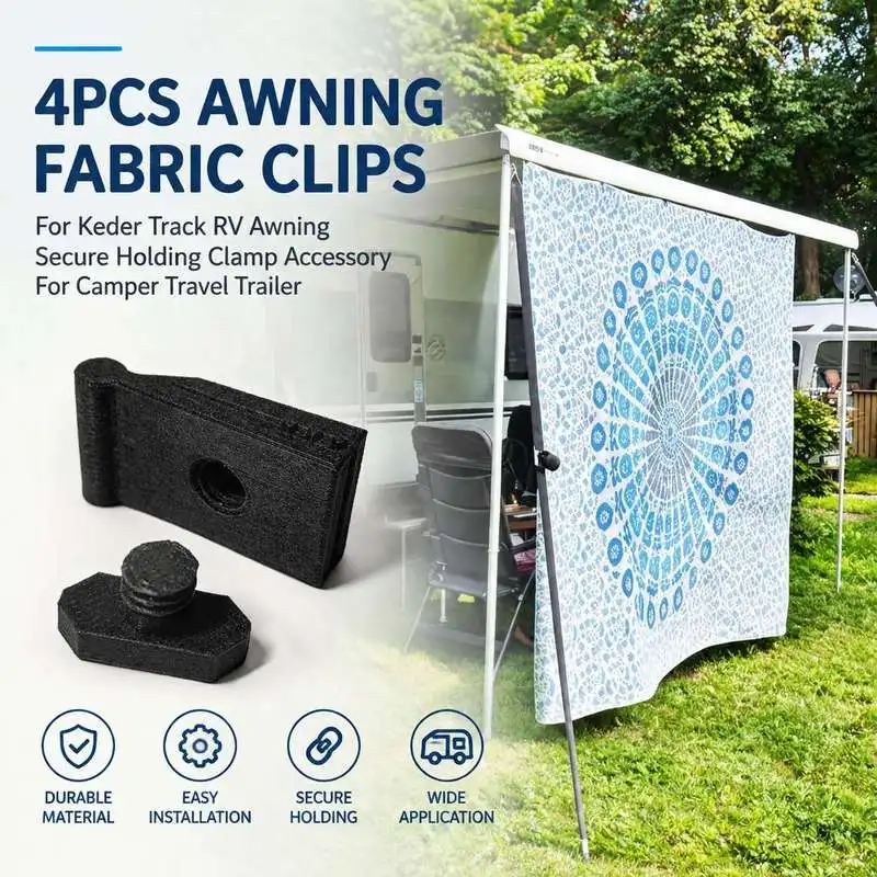 4PCS Awning Fabric Clips For Keder Track RV Awning Secure Holding Clamp Accessory For Camper Travel Trailer