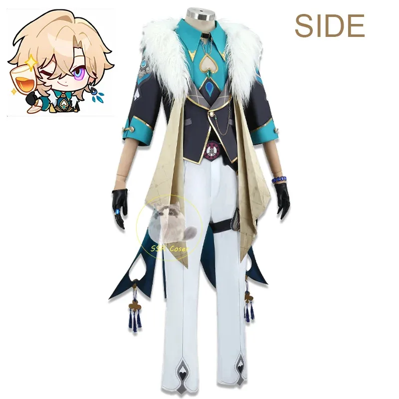 

dd12Aventurine Game Honkai Star Rail Косплей Костюм Униформа Парик Серьги Шляпа Аниме Хэллоуин Карнавальная Одежда Custome