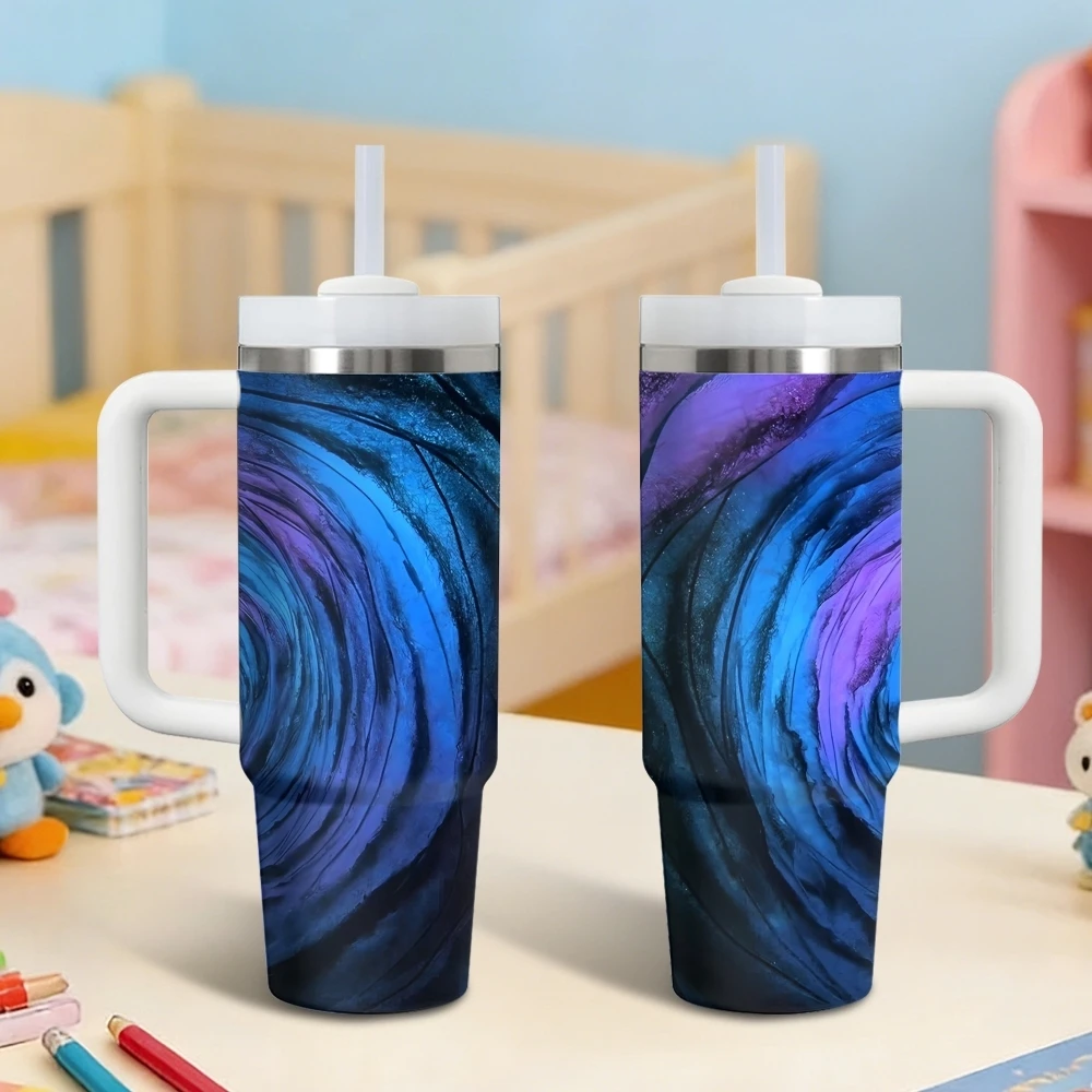 Oil Painting Beautiful Starry Sky Vacuum Flasks 40oz Stainless Steel Vacuum Insulated Tumbler with Straw Leak Resistant Mug