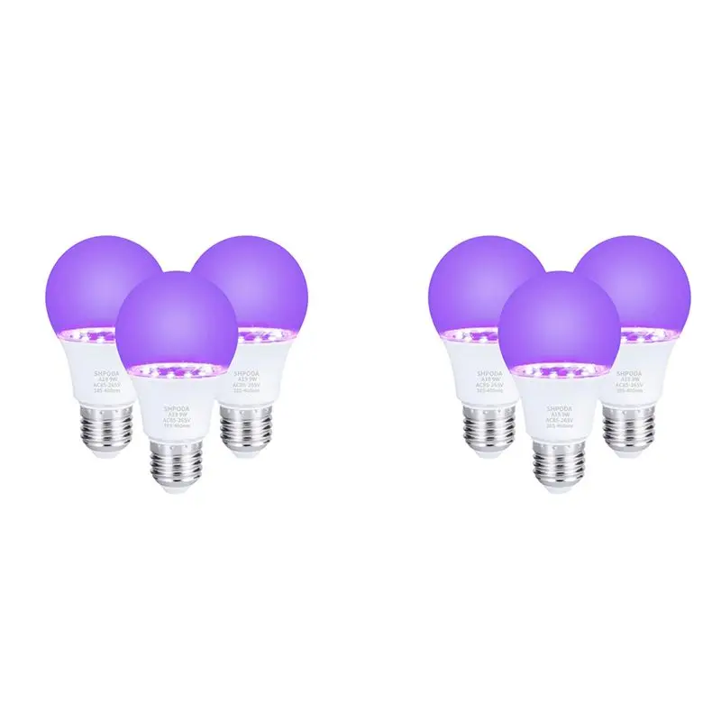 SEWS-6Pcs 10W Ultraviolet UV Bulb Fluorescent Detection UV Lamp Black Light Blue Lamp E26 110V 220V For DJ Party Decoration