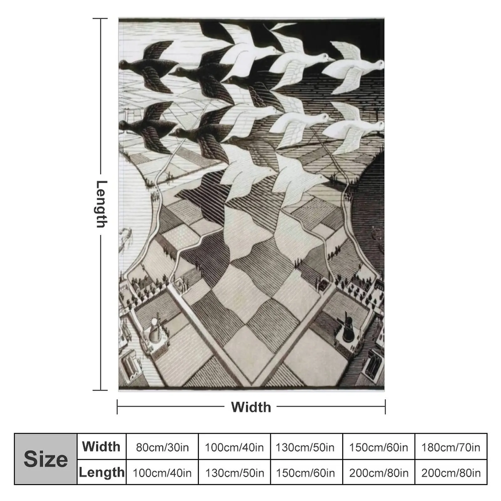 Day and Night by Maurits Cornelis Escher Throw Blanket wednesday Decorative Blankets