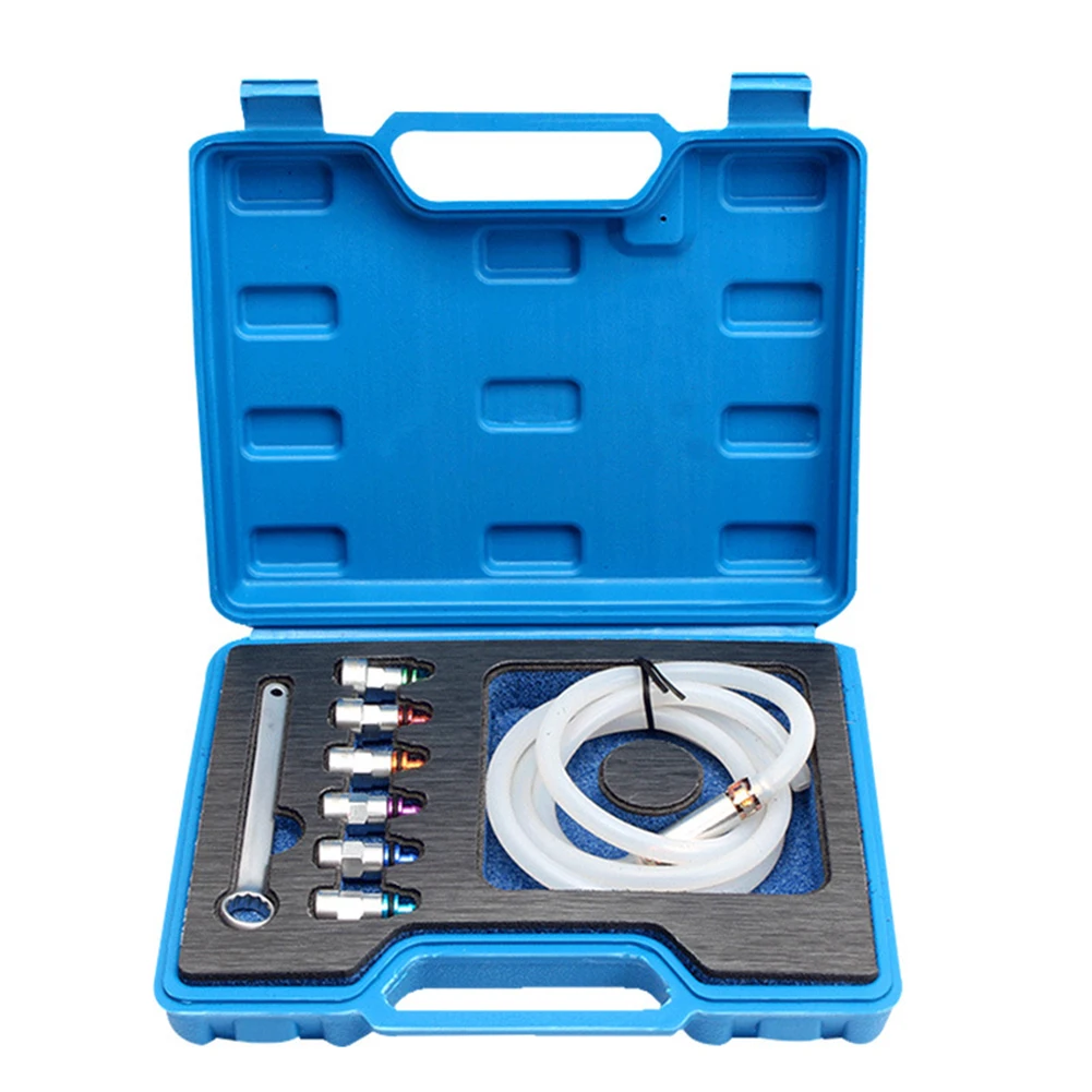 Silicone Hose Valve Brake Bleeding Set with 1 2 Meter Hose and 7 Size Socket Wrenches for Reliable Automotive Brake Repair