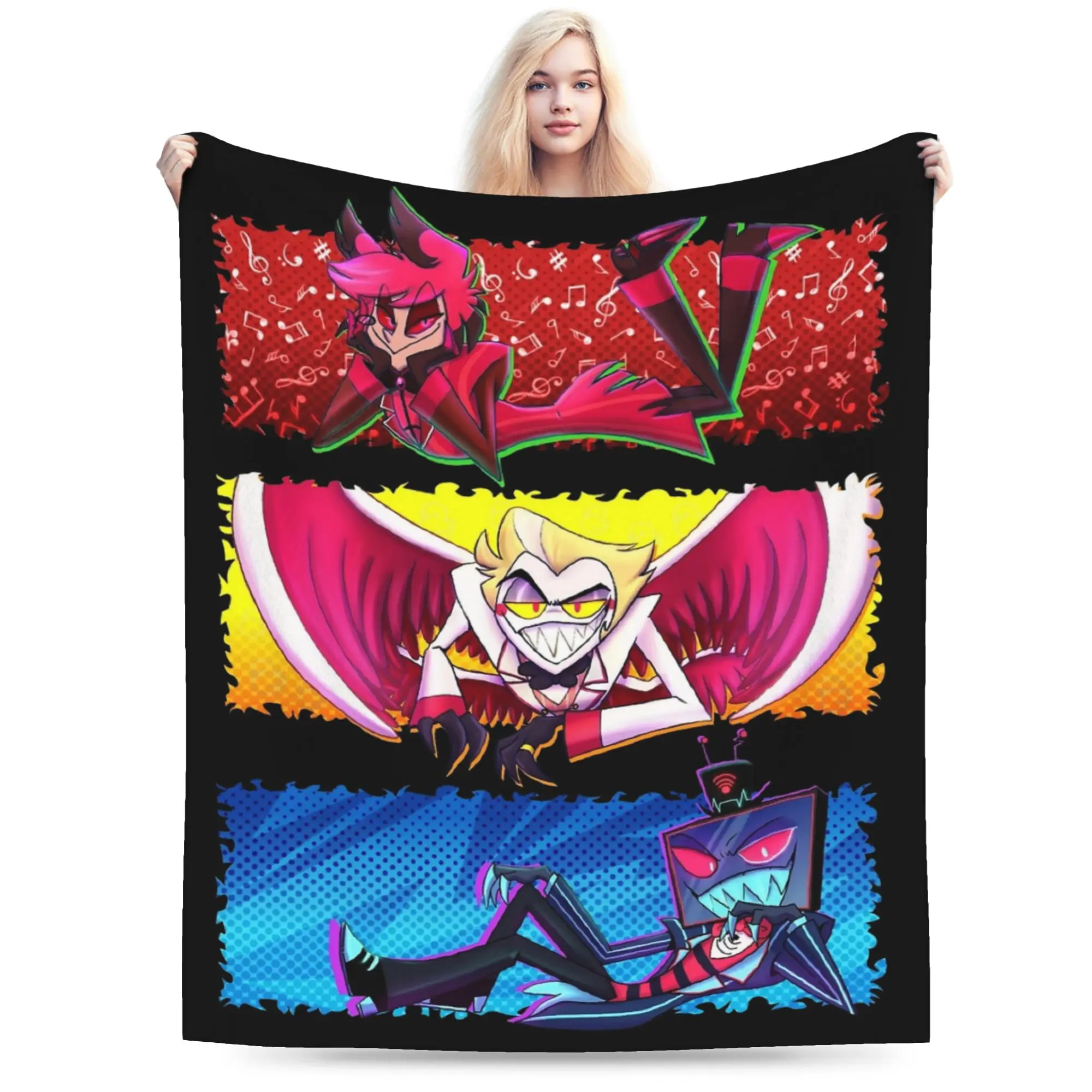 Alastor Lucifer Vox Hazbined Hoteled Blanket Fleece Spring Autumn   Multifunction Lightweight Throw Blanket for Sofa Car Quilt