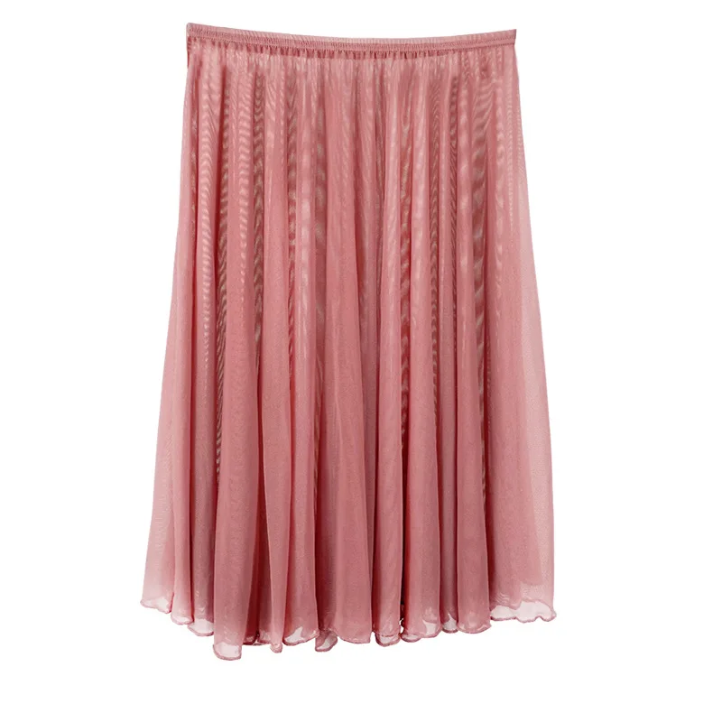 Women Ballet Wrap Skirt Sheer Tulle Dance Flowy A Line Skirt Pull On Elastic Waist Dance Midi Skirt For Leotards Gauze Skirt