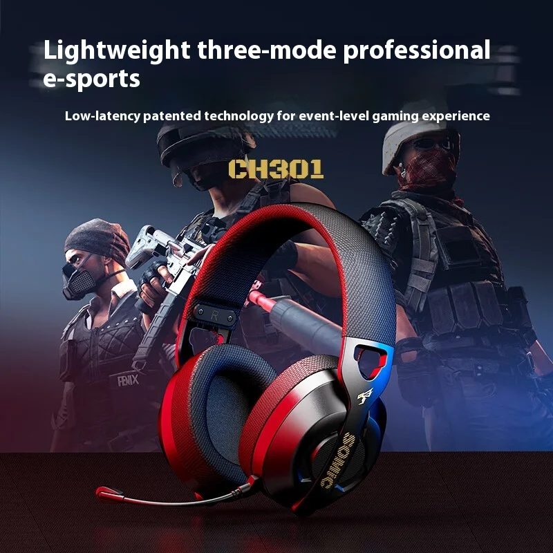 Somic CH301 Wireless Headphone Three Mode Low Latency Light Weight FPS Gaming Headset Earphone Customize Pc Gamer Accessories