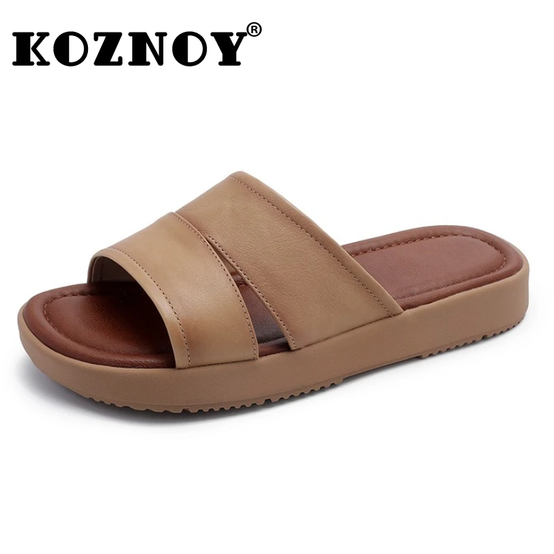 

Koznoy/тапочки на танкетке из натуральной коровьей кожи 3 см, сандалии на платформе, летние модные женские туфли на плоской подошве с откидным носком