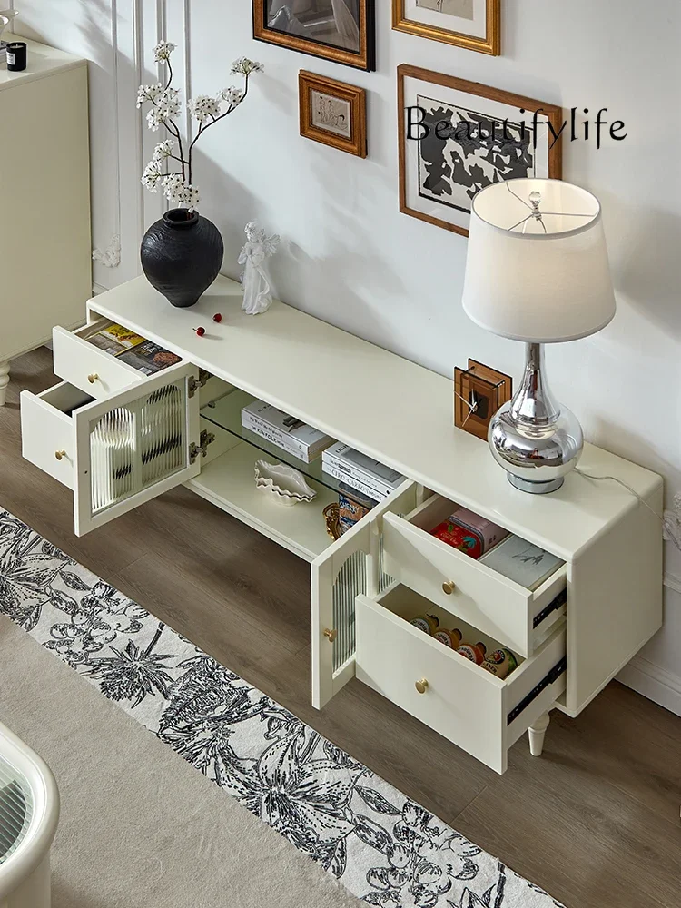 

Nordic Cream Style Solid Wood TV Cabinet Modern Minimalist Audiovisual Cabinet