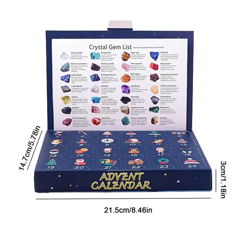 Gemstone Advent Calendar 2024 Children's Crystal Gem Crystal Collection Christmas Countdown Toys Gemstone Stone Learning Kit