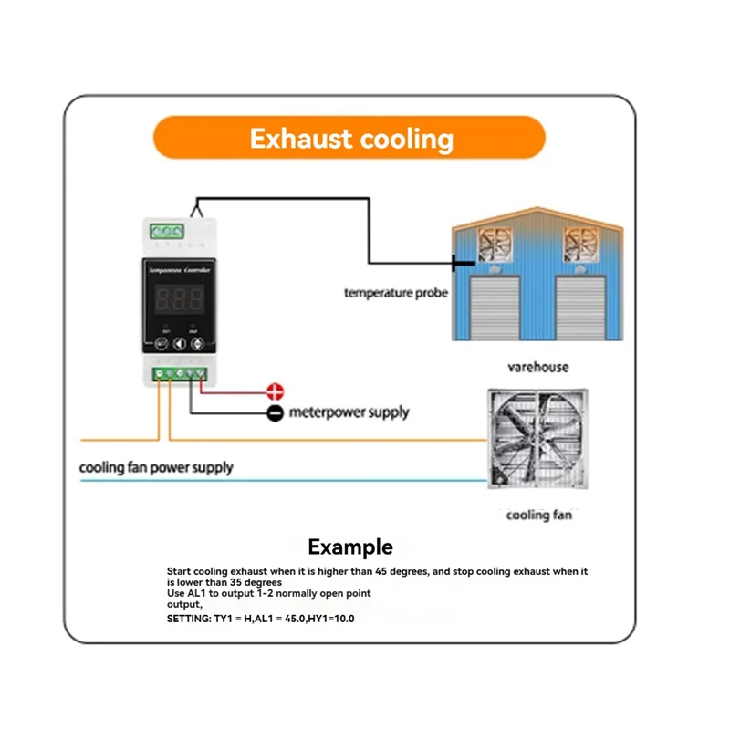 ABRS-LED Rail Thermostat AC220V 2-Way Relay Din Rail Mounted Controller Heating And Cooling Temperature Alarm Controller