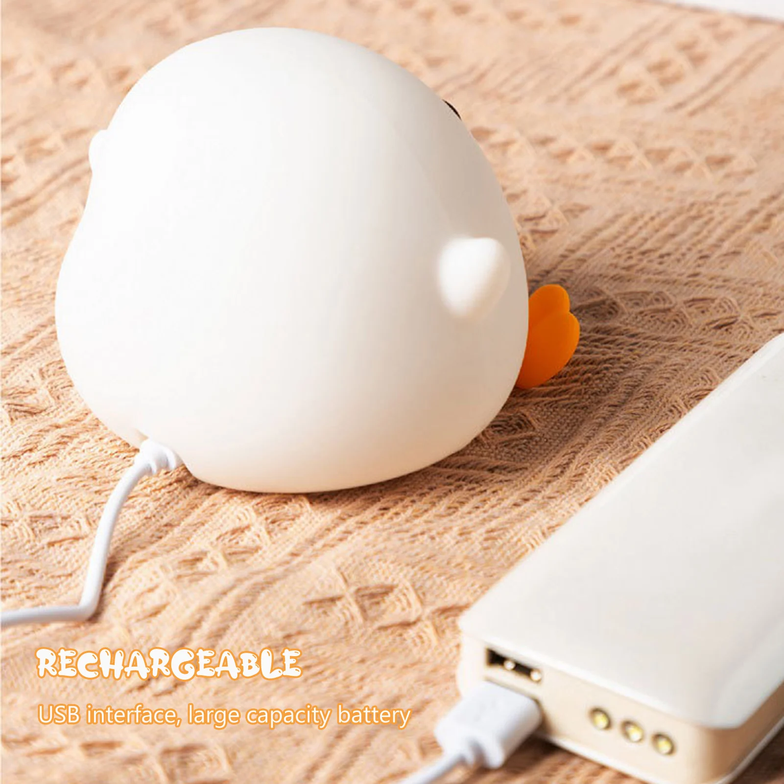 Silicone Patos Nightlight com 2 Modos, Recarregável Ambience Light, Sala e Quarto
