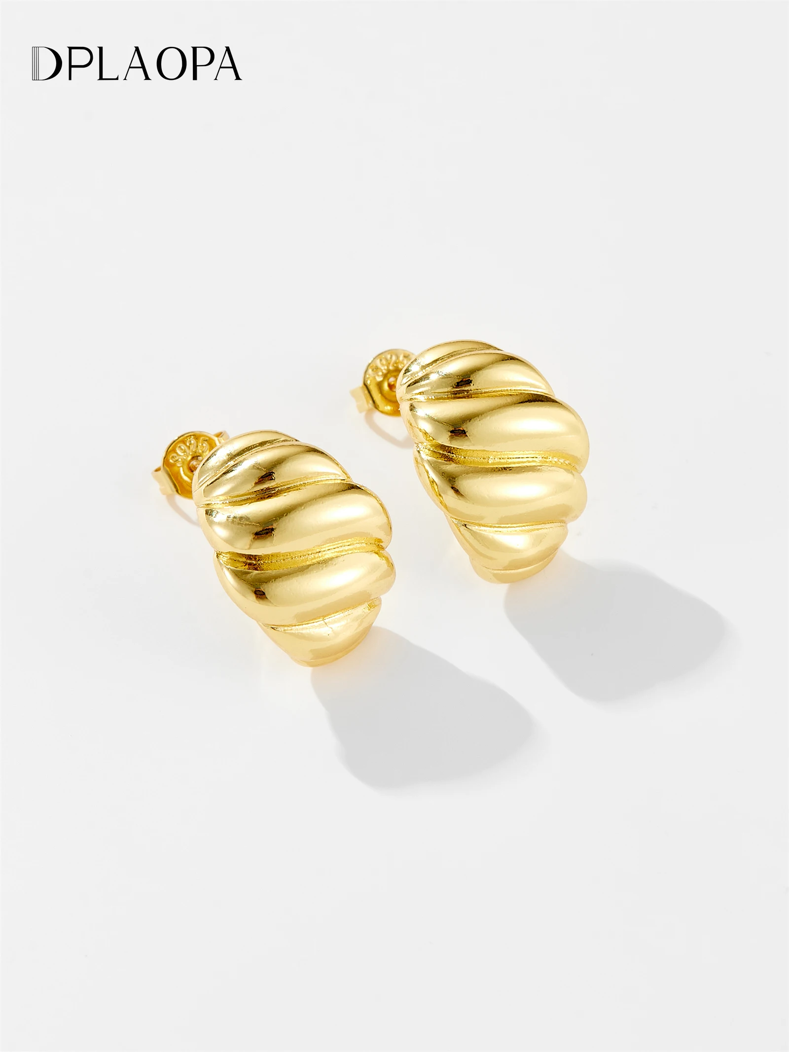 DPLAOPA 925 Sterling Silver Bold Croissant Dome Huggies Hoops Pendientes Women Clips Luxury Pendientes Luxury Jewelry Gift