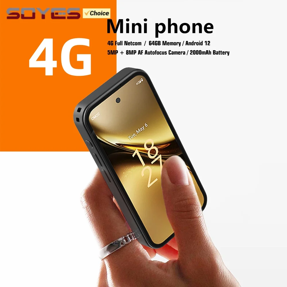 SOYES Q333 Mini 4G Smartphone 3.97inches HD MT6762 4GB RAM 64GB ROM 8MP Dual SIM Android 12.0 Face Recognition Pocket CellPhone