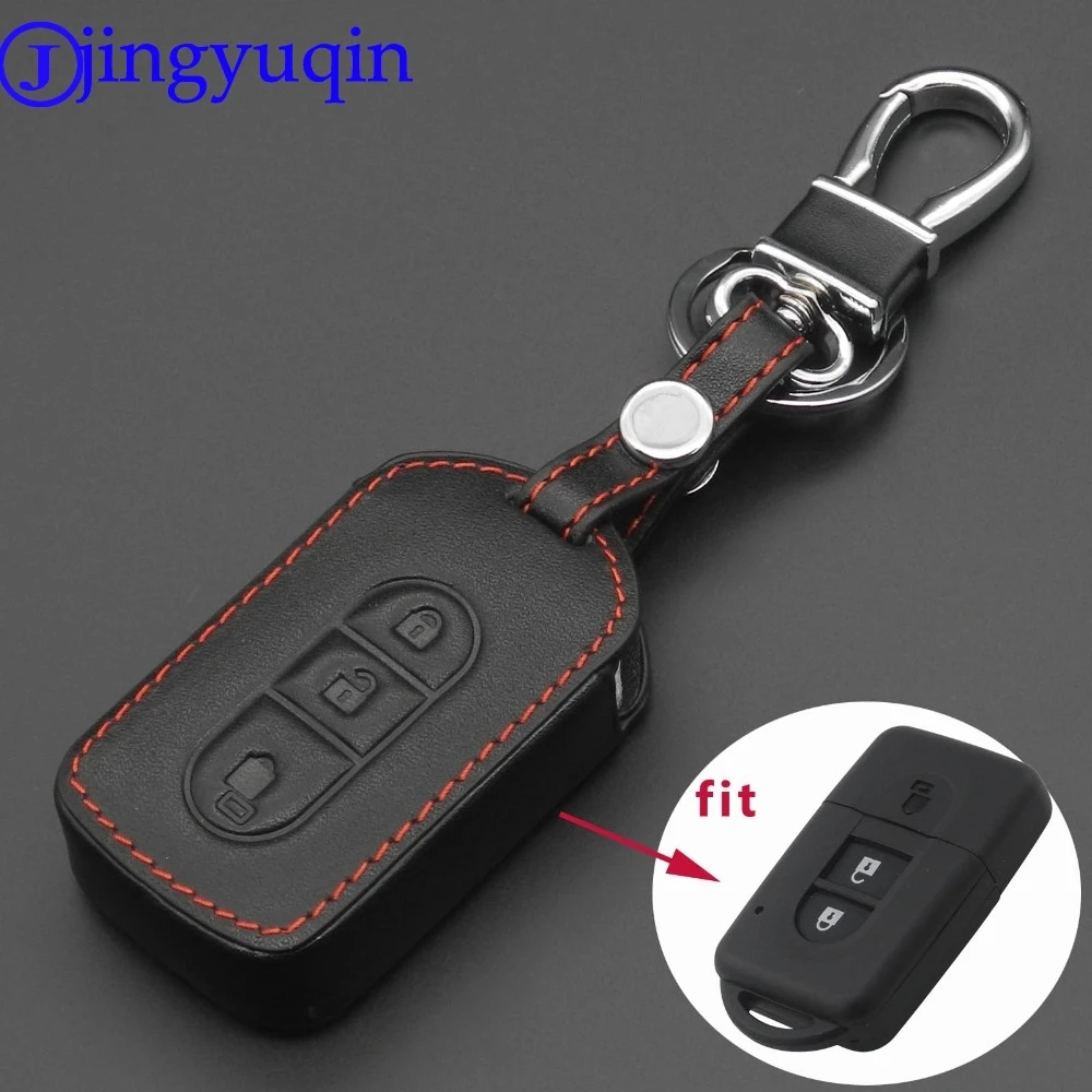 jingyuqin 3 Button Fob Shell Car Key Super Leather Case Cover for Nissan Tiida Note Navara Qashqai Micra Juke X-Trail Pathfinder