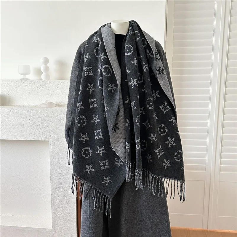 

65*180 см шарф из искусственного кашемира, шаль, зимний теплый шейный платок, шали, шарфы с принтом для женщин, сохраняющие тепло, накидки на шею