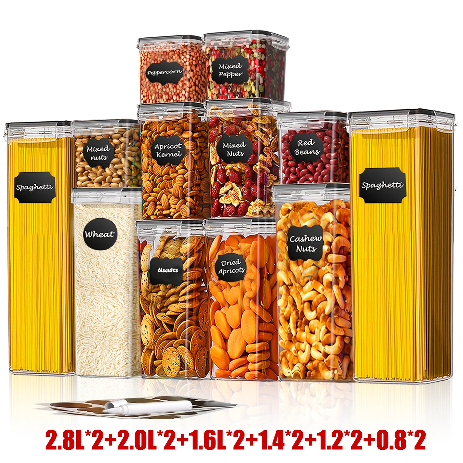 Food Storage Kitchen Container Set - 12 Set Wadah Penyimpanan Makanan Kedap