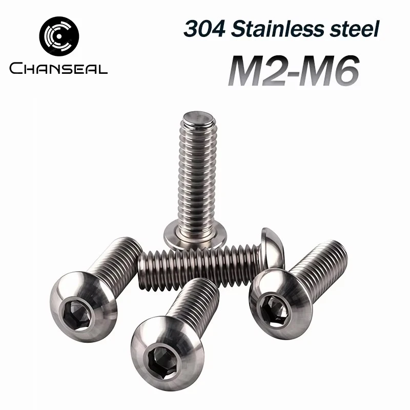 Innensechskantschraube M2 M2,5 M3 M4 M5 M6 304 Edelstahl Knopf Innensechskant Flachkopf Rund Maschine Möbelbolzen ISO7380 DIY – Detail 2