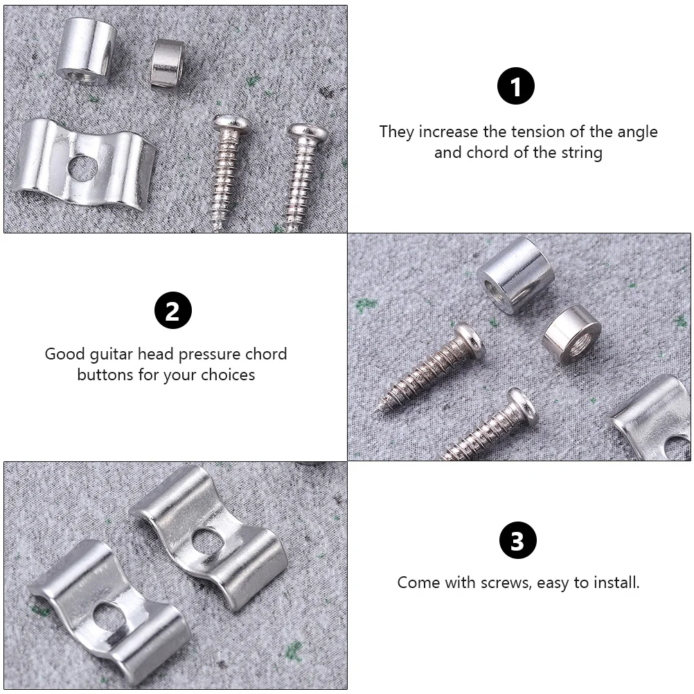 

20 Sets Electric Guitar String Buckle Accessories Head Strings Machine Heads Silver Hardware