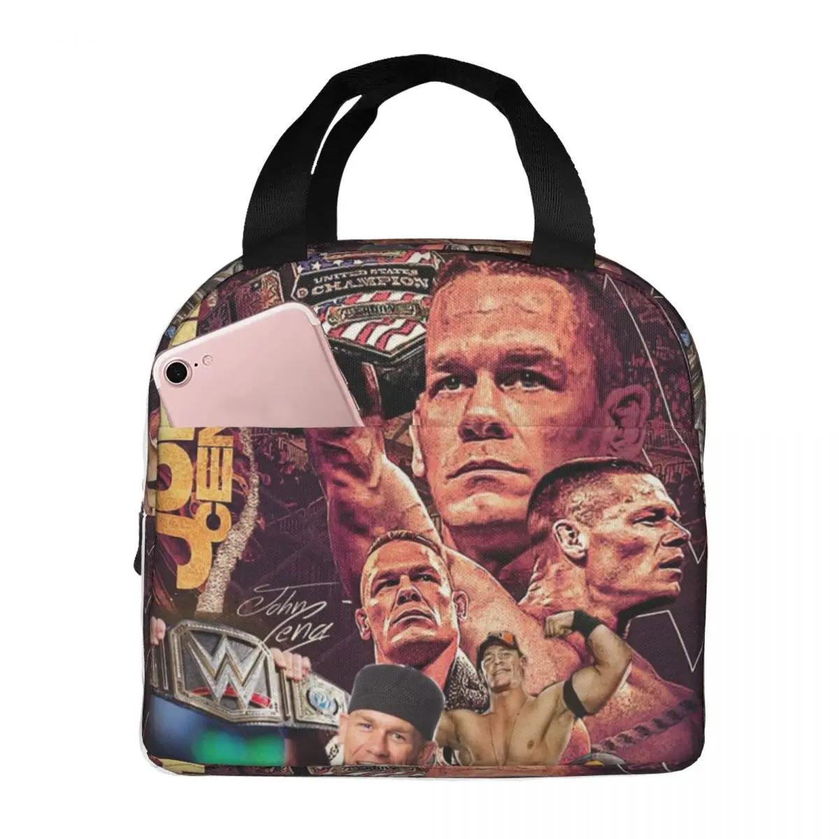 

W-WWE-S John Cena Never Give Up Insulated Lunch Bag for Kids School Cooler Thermal Food Box Tote Portable Lunch Boxes Container