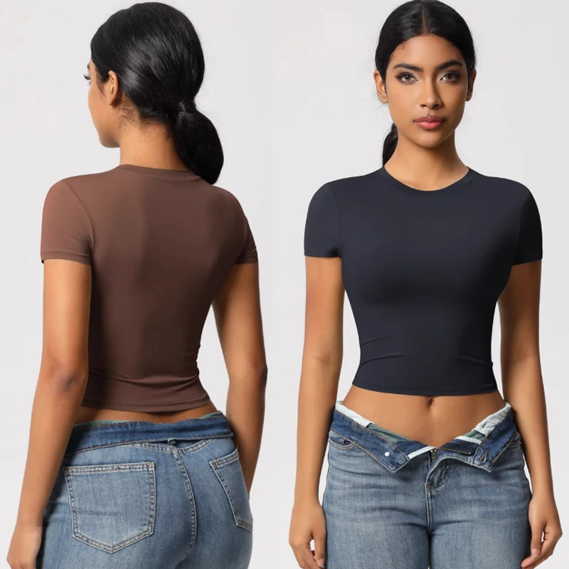 

Casual versatile tight short-sleeved yoga clothing women running fitness Pilates sports quick-drying T-shirt tops