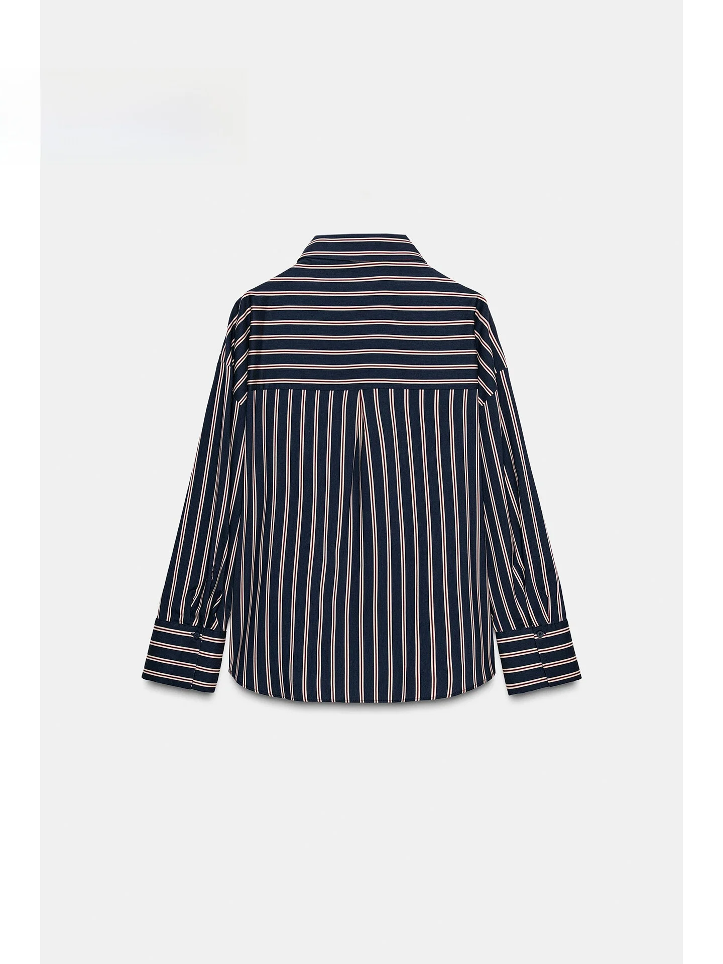 Décontracté Sle rayé coupe ample longue Sve irt col rabattu vêtements intérieurs superposition hiver 2025 Faion femmes Blouse