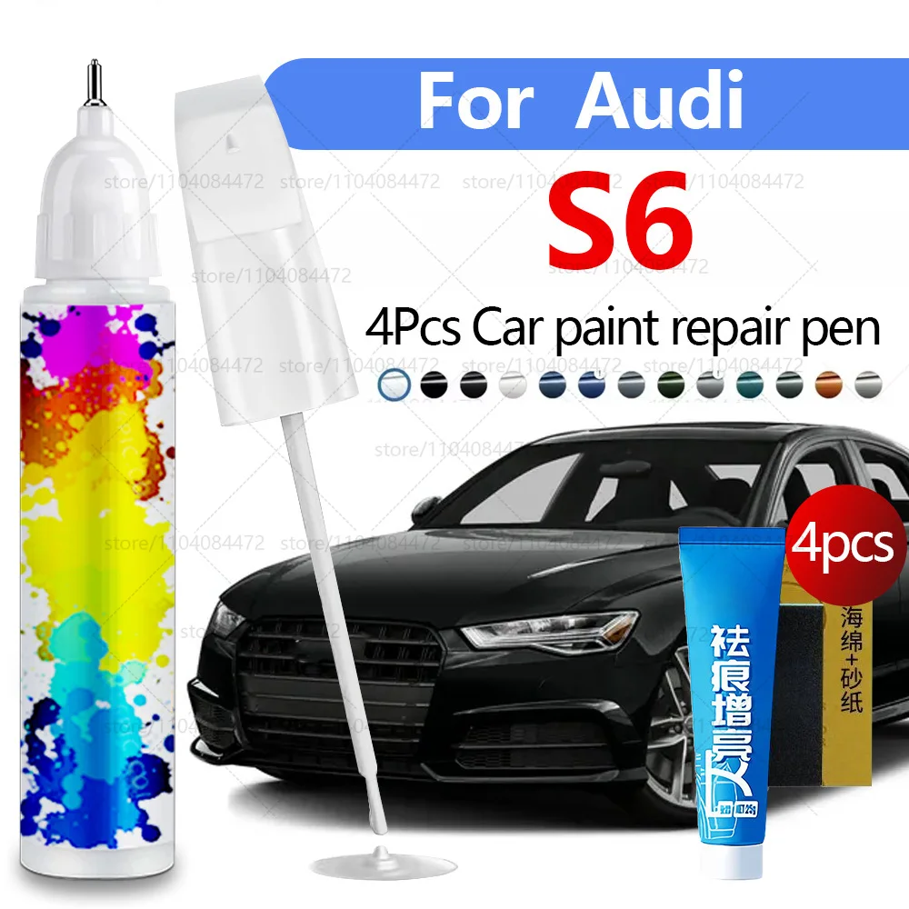 

Ручка для ремонта автомобильной краски для 1994-2025 AUDI S6, аксессуары для ремонта царапин, 4 шт., белый LY9L, синий LX5F, черный LY9B, серый LX7G, синий