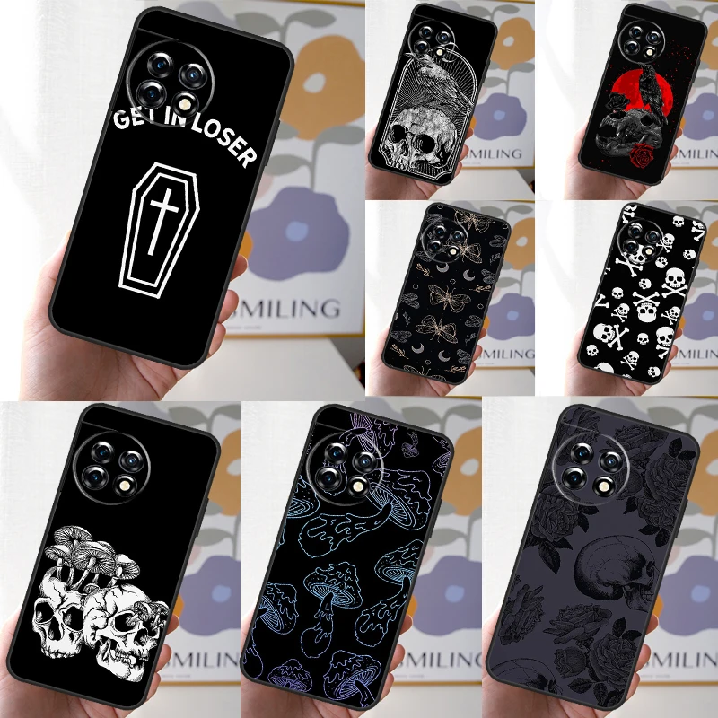 Skull Gothic Creepy Pastel Goth Case For OnePlus 12R 10T 8T 9R 10R OnePlus 12 11 9 10 Pro Nord CE 2 3 Lite N10 N20 N30 Cover