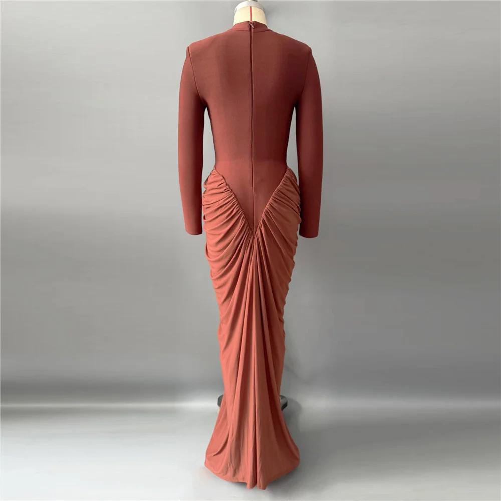 Abito da sera da donna estivo 2026, corsetto elasticizzato, abito lungo elegante a collo alto, nuova moda Y2K, pieghe, reggiseno per abito da festa