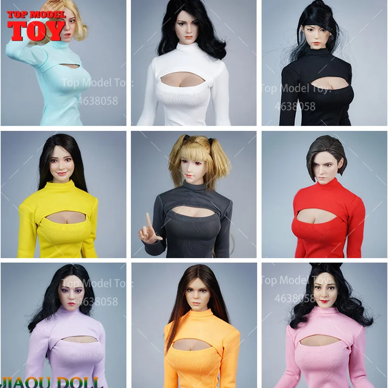 JO21X-22 1/6 1/12 Long Sleeve High Collar Thoracotomy T-shirt Clothes Model For 12/6