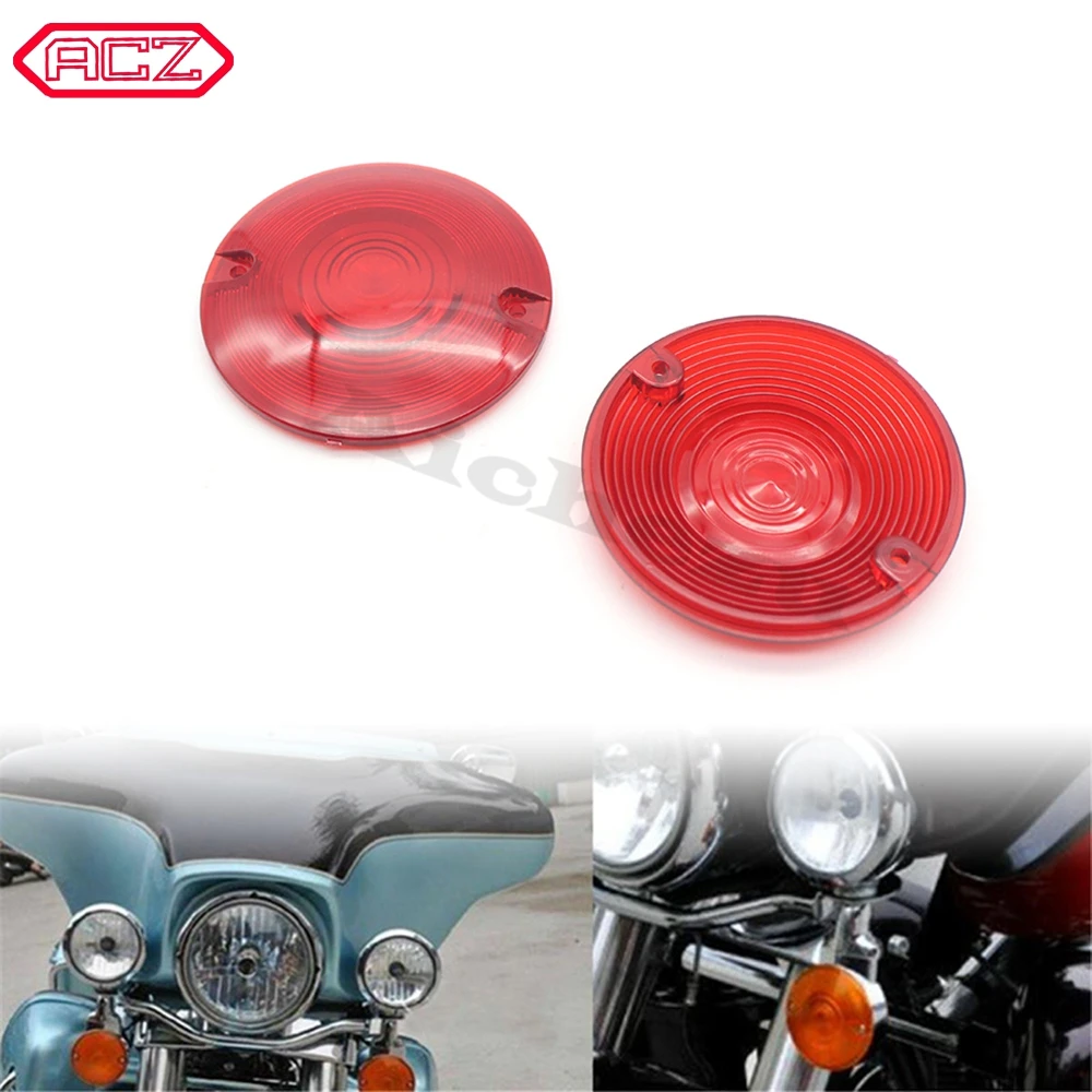 ACZ Motorcycle ABS Lamp Lens Cover Front Turn Signal Lights Len Covers Protector for Harley Dyna Large Gilding 1997-2016