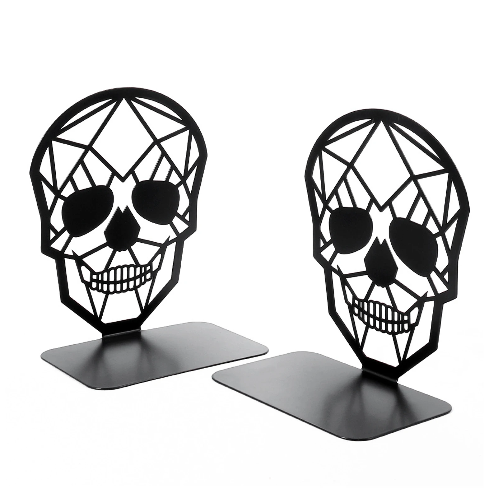 1 Pair Skull Design For Bookshelf L Shape Heavy Duty Gift Home Library Office Decorative Book End Support Desktop Organizer