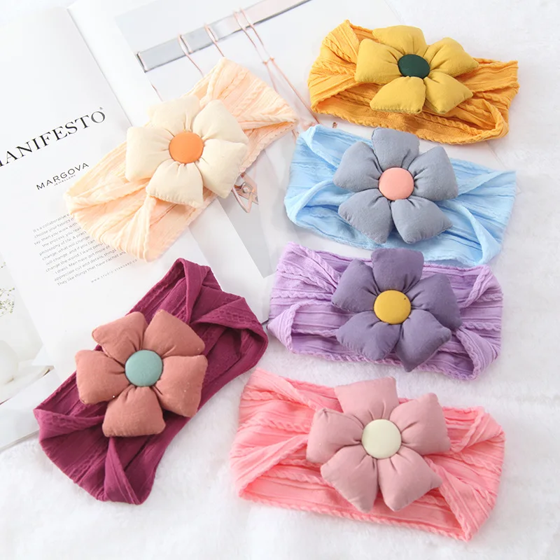 Newborn Infant Bow Headband Baby Girls SolidStretch Hairband Headwear Cute Solid Stretch Turban Knot Head Wrap Head Wear 2022