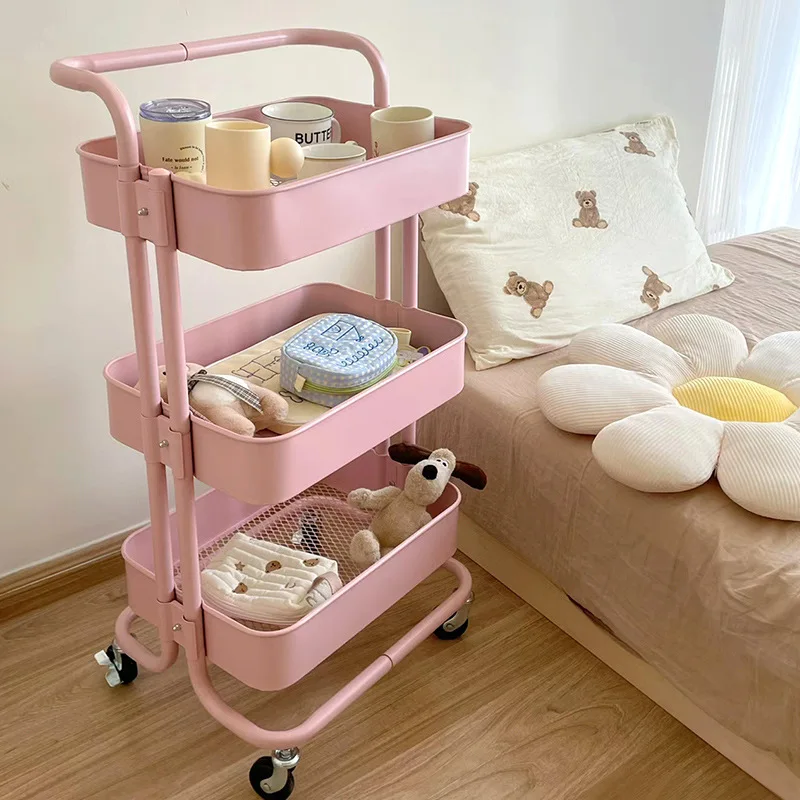 Carrinho de Compras Móvel de Aço com Suporte e Prateleiras Multi-Camadas para Organização de Lanches na Sala de Estar, Cozinh...