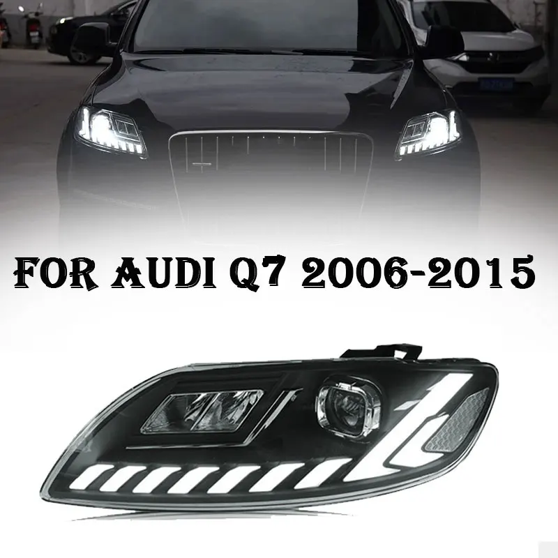 

Фара для AUDI Q7 светодиодная фара 2006-2015 фары Q7 DRL указатель поворота дальнего света линза проектора «ангельский глаз»