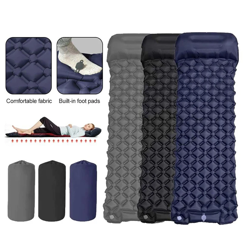 

1 шт. надувной матрас с подушкой уличный надувной матрас портативный спальный коврик 190*60 см надувная кровать кемпинг пеший туризм пикник путешествия