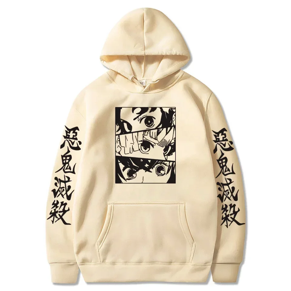 Cartoon Agatsuma Zenitsu Eyes Pullover Top Harajuku Sweatshirt Hot Sale Japan Anime Demon Slayer Kamado Tanjirou Hoodies